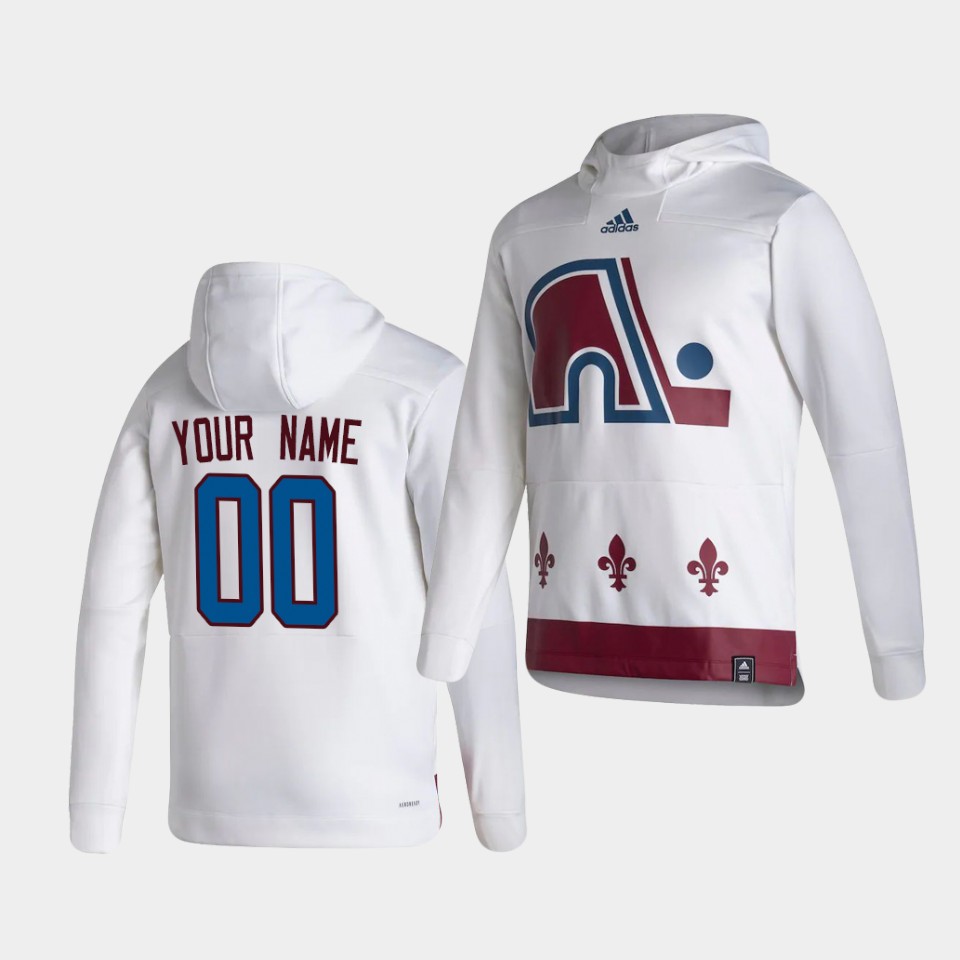 Men Colorado Avalanche #00 Your name White NHL 2021 Adidas Pullover Hoodie Jersey